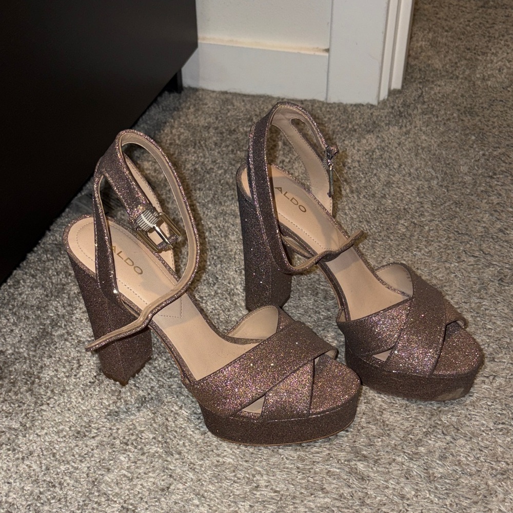 Aldo Women's Sparkling Platform Sandals - Brown